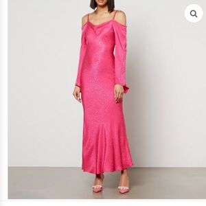 Never Fully Dressed Kiri Leopard Satin-Jacquard Midi Dress